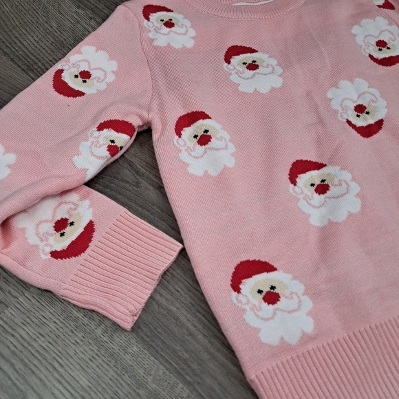 Christmas Pink Santa Sweater Sweatshirt Santa Size 4Y - Picture 3 of 5
